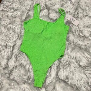 Neon green one piece bikini size large